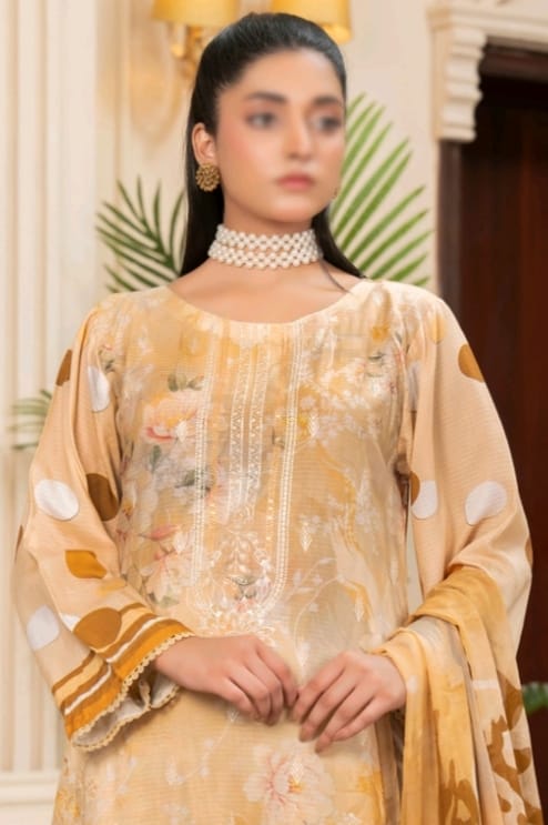 Luxury Striped Viscose Digital Print Unstitched 3-Piece Suit