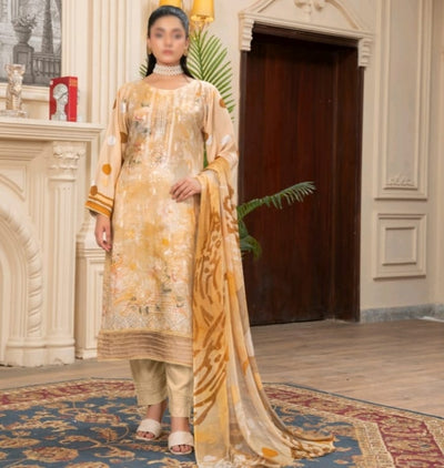 Luxury Striped Viscose Digital Print Unstitched 3-Piece Suit