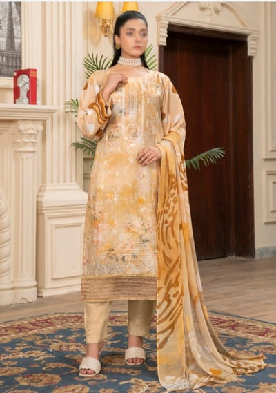 Luxury Striped Viscose Digital Print Unstitched 3-Piece Suit