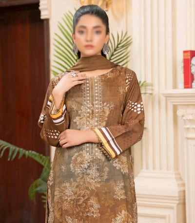 Elegant Premium Viscose 3-Piece Suit with Embroidered Print