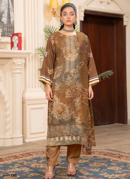 Elegant Premium Viscose 3-Piece Suit with Embroidered Print