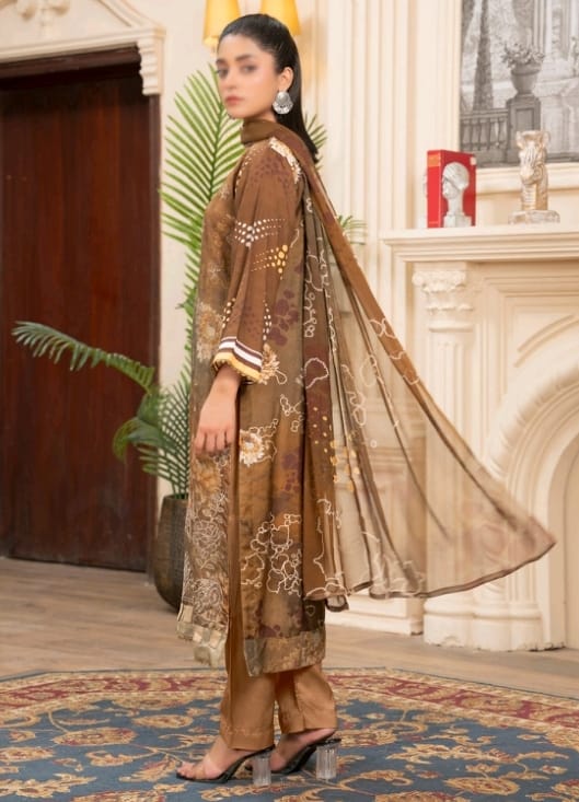 Elegant Premium Viscose 3-Piece Suit with Embroidered Print