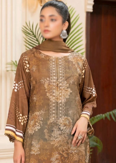 Elegant Premium Viscose 3-Piece Suit with Embroidered Print