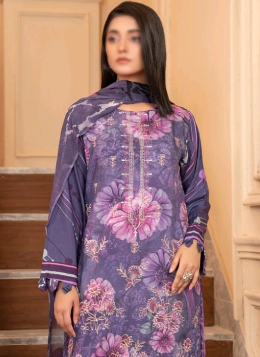 Premium Viscose Digital Print Suit with Embroidery & Dupatta